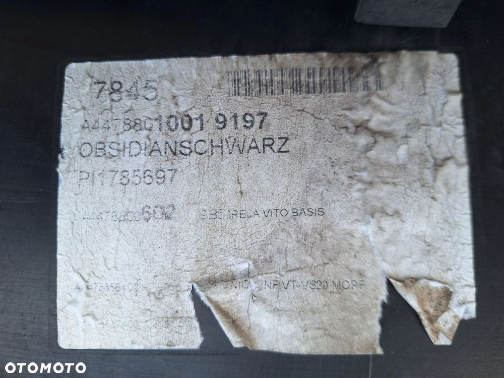 MERCEDES VITO 447 W447 14-19 KOLOR: 197 OBSIDIANSCHWARZ W KOLOR BDB! CAŁY ZDERZAK PRZÓD PRZEDNI A4478850825 WYSYŁKA 24H - 15
