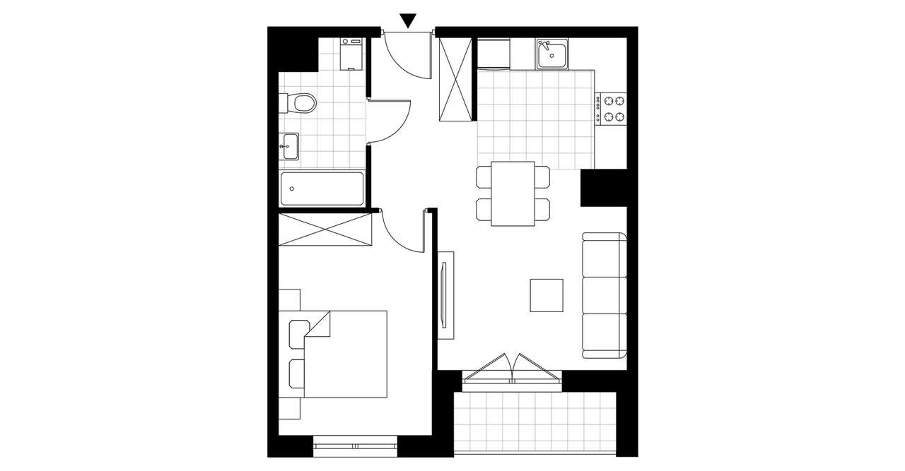 2-pokojowe mieszkanie 40m2 + loggia - Pełny obrazek: 4/15
