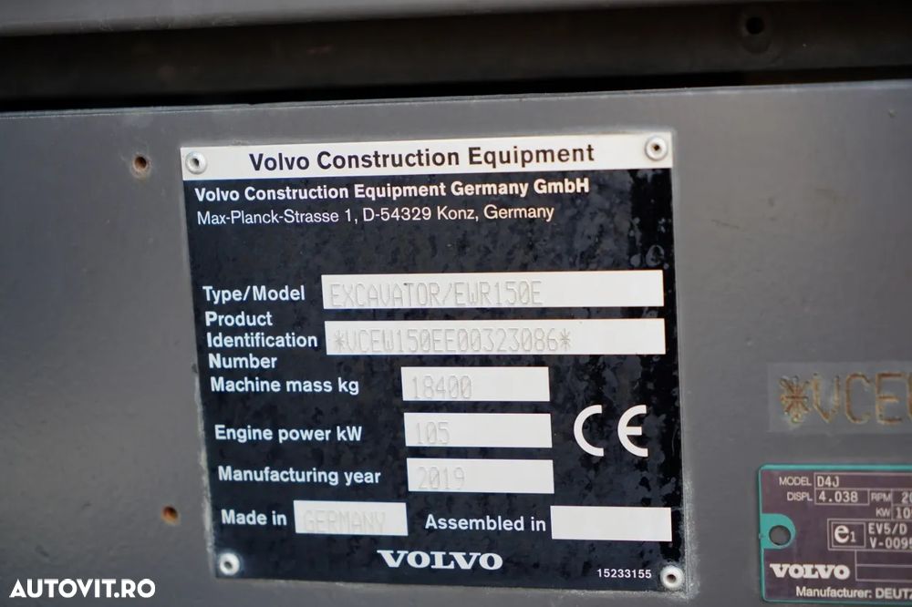 Volvo EWR150E / EXCAVATOR PE ROȚI / ROTOTIL / JOYSTICK / POWERTILT / 2019 / - 38