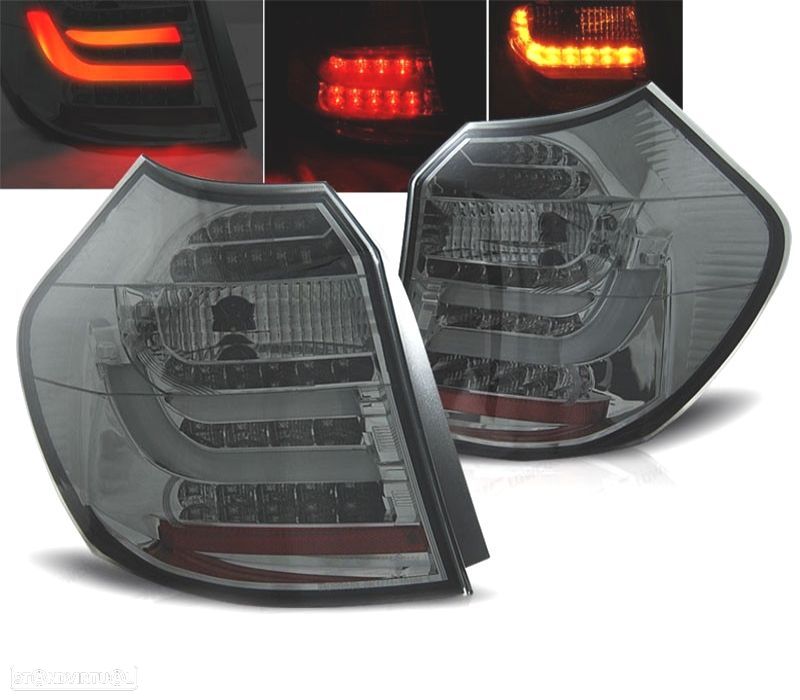 FAROLINS TRASEIROS BMW E81 E87 04-07 LIGHT BAR DESIGN ESCURECIDOS - 1