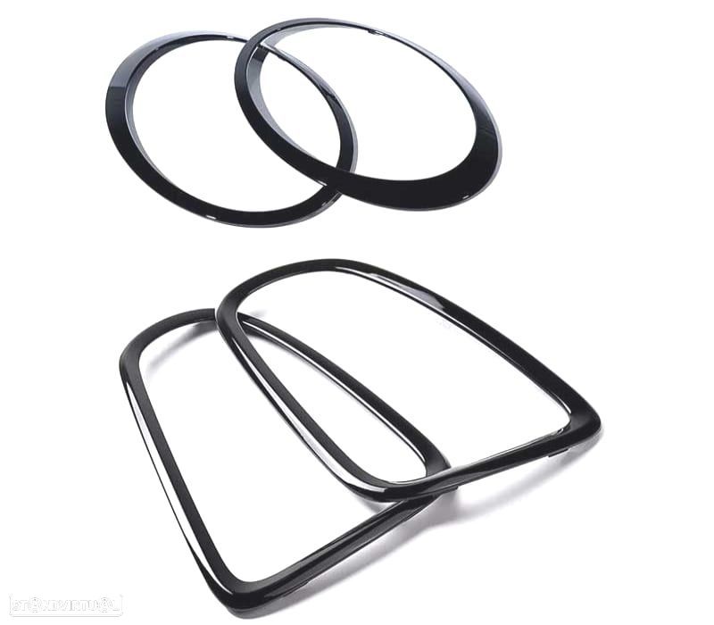 FRISOS FARÓIS E GRELHA MINI R56 R57 R58 07-13 JCW LOOK PRETO BRILHANTE - 3
