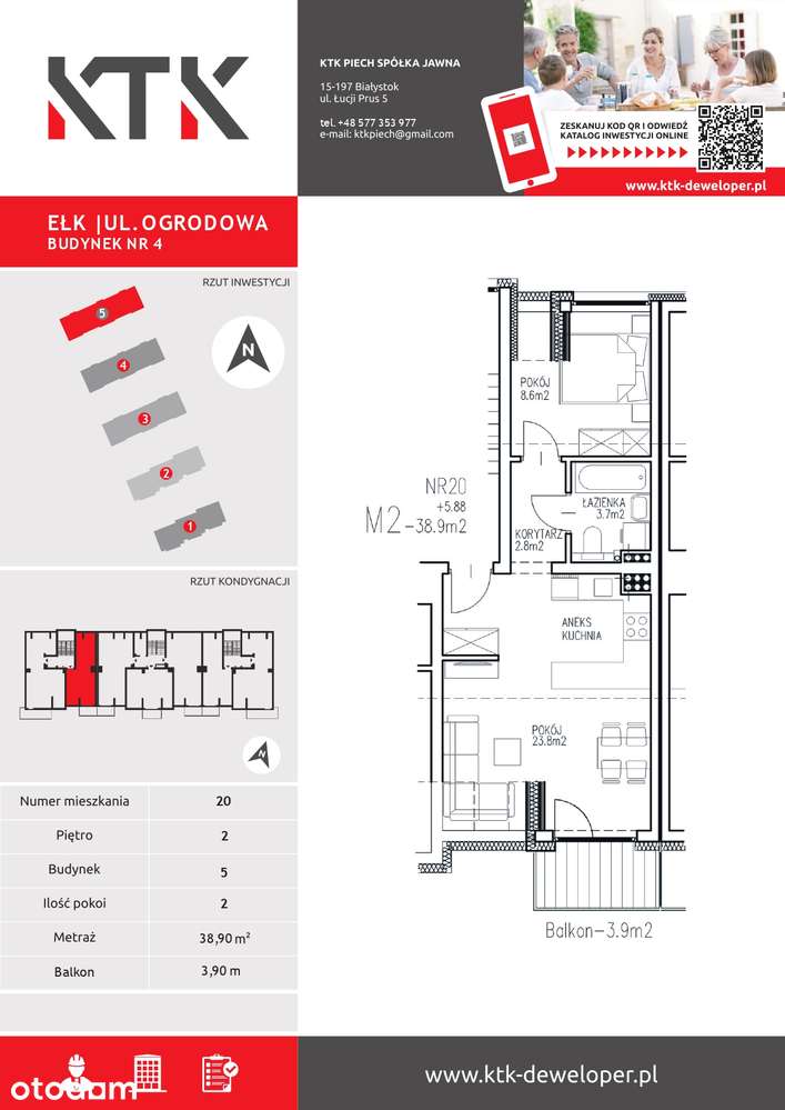 2 - pokoje, 38,90 m2