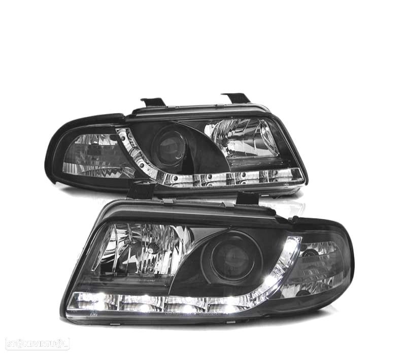 FARÓIS FRONTAIS LED AUDI A4 B5 99-00 PRETO - 1