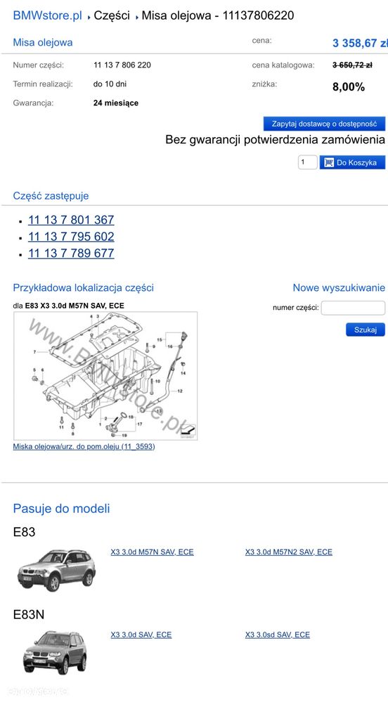 Miska olejowa silnika 7801367 BMW x3 3.0d 3.0sd m57n2 231KM 286KM - 5