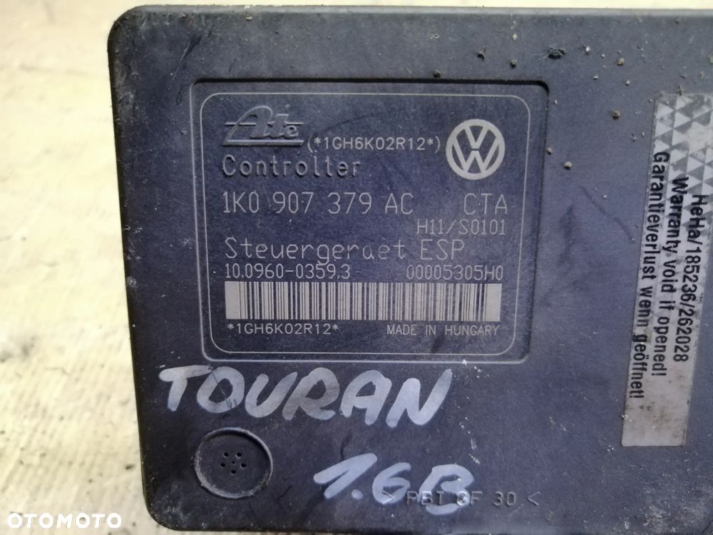 Audi A3 8P Volkswagen Touran pompa hamulcowa abs 1K0614517AE  1K0907379AC plus wtyczka z wiązką - 30