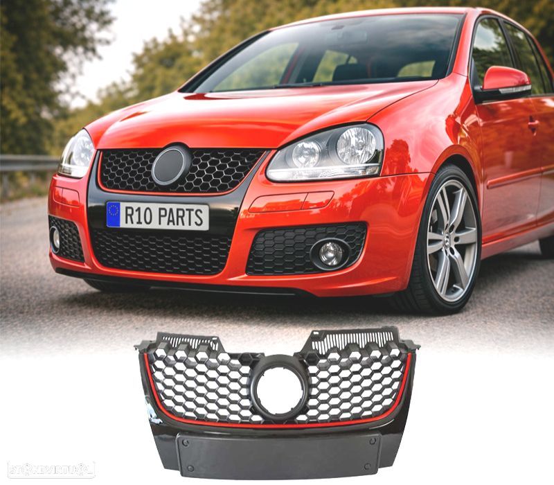 GRELHA DIANTEIRA VOLKSWAGEN VW GOLF 5 LOOK GTI PRETO VERMELHO - 1