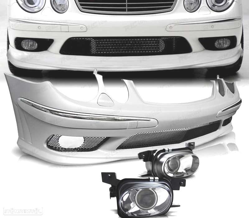 PARA-CHOQUES FRONTAL MERCEDES W211 02-06 LOOK AMG + NEVOEIRO ABS - 1