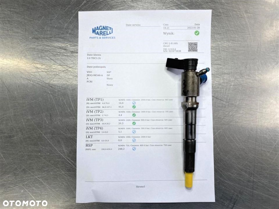 WTRYSKIWACZ TEST 2.0 TDCI JB3Q 9K546 AA WTRYSK WYDRUK IMA FORD TRANSIT MK8 RANGER CUSTOM RAPTOR - 1