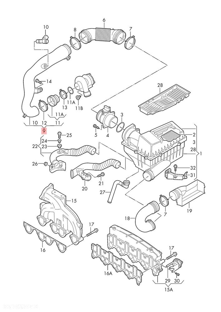 RURA RURKA INTERCOOLERA VW PASSAT B6 2.0 TDI 1K0129654K PASSAT B6 2.0 TDI - 3