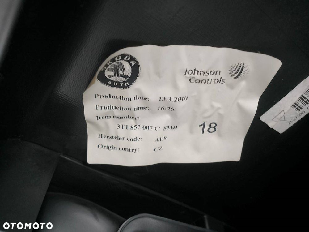 DESKA ROZDZIELCZA,KONSOLA PODUSZKI SENSOR PASY SKODA SUPERB II 3T1857007C - 2