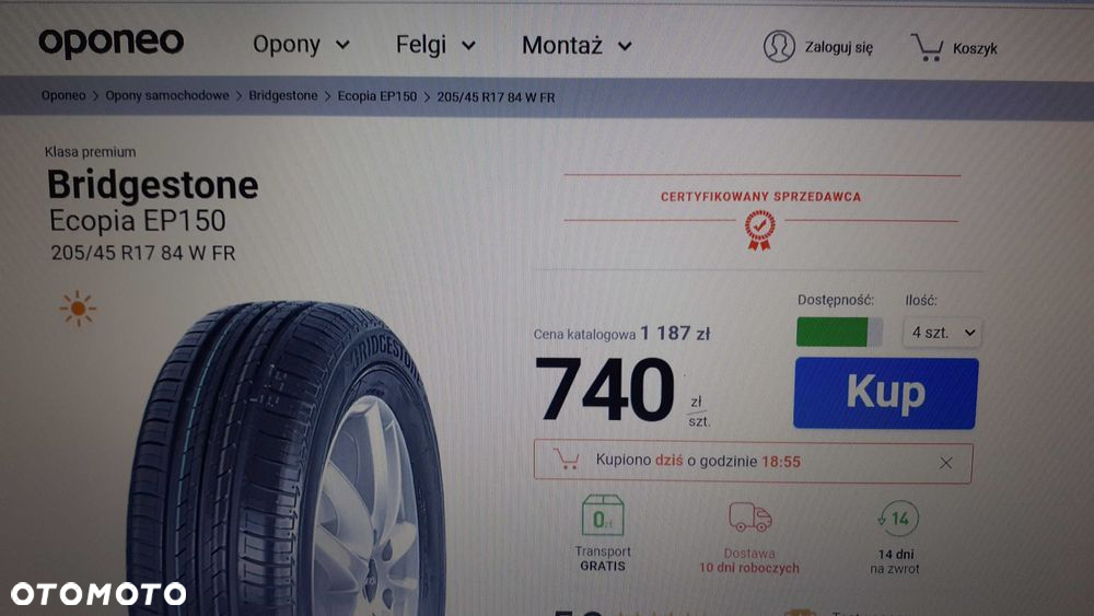 Nowe opony letnie Premium 4x BRIDGESTONE 205/45r17 84W , 2021r. FULL - 8