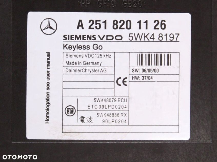 MODUŁ KEYLESS GO MERCEDES W251 06r A2518201126 - 4