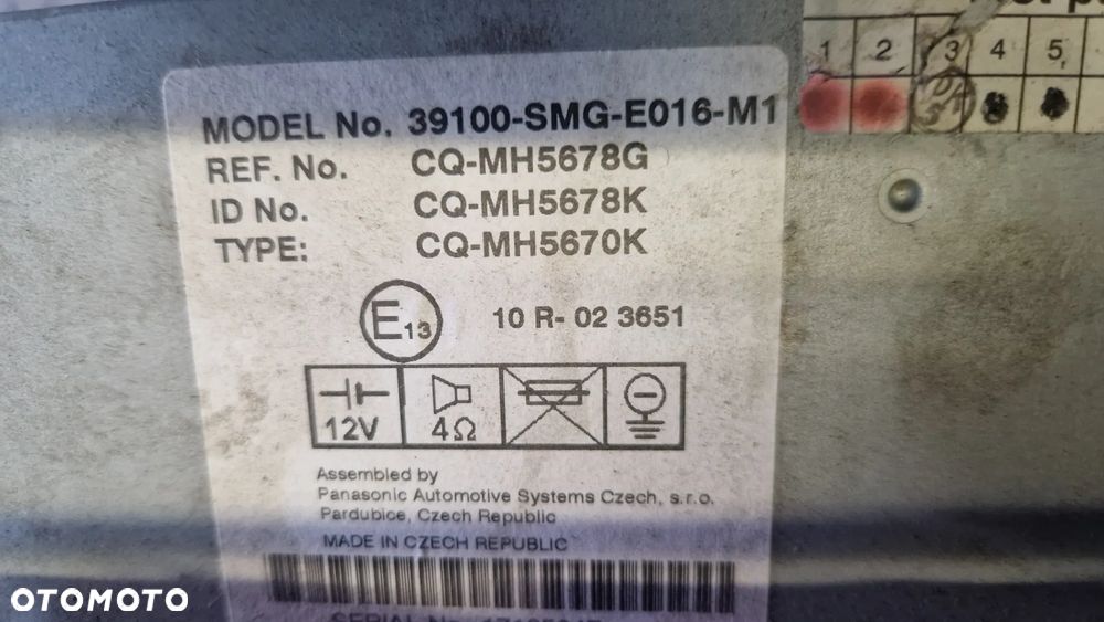 HONDA CIVIC VIII UFO RADIO 39100 SMG E016 M1 - 3