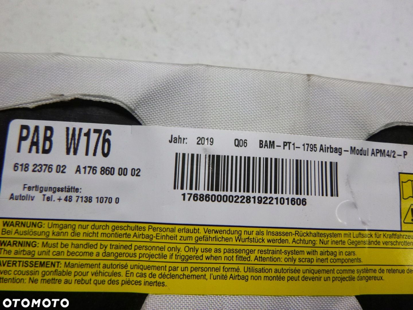 MERCEDES KLASA A W176 KLASA B W246 CLA C117 GLA X156 AIRBAG PODUSZKA POWIETRZNA PASAŻERA NOWY NIEREGENEROWANY ORYGINAŁ - 9