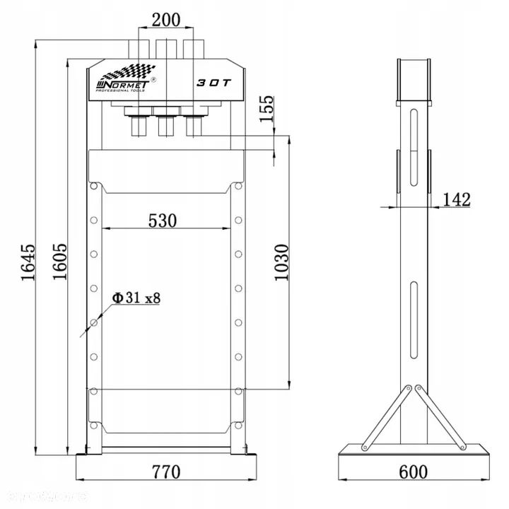 PRASA HYDRAULICZNA WARSZTATOWA 30T NORMET - 2