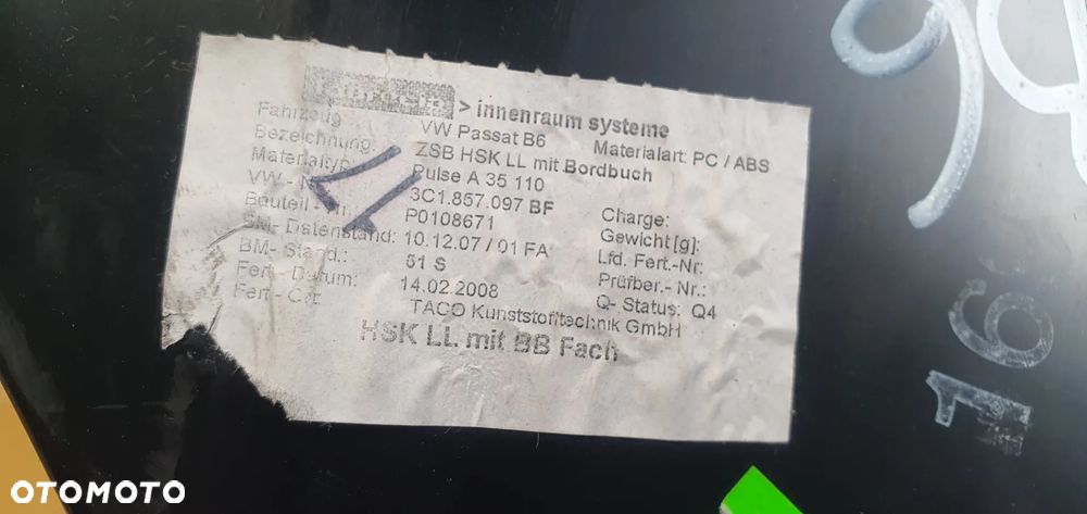 Schowek pasażera półka VW Passat B6 3C1857114 3C1857101 3C1857097BF - 7