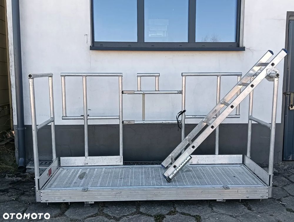 Podest rusztowanie platforma robocza podest z drabiną składany aluminiowy - 3