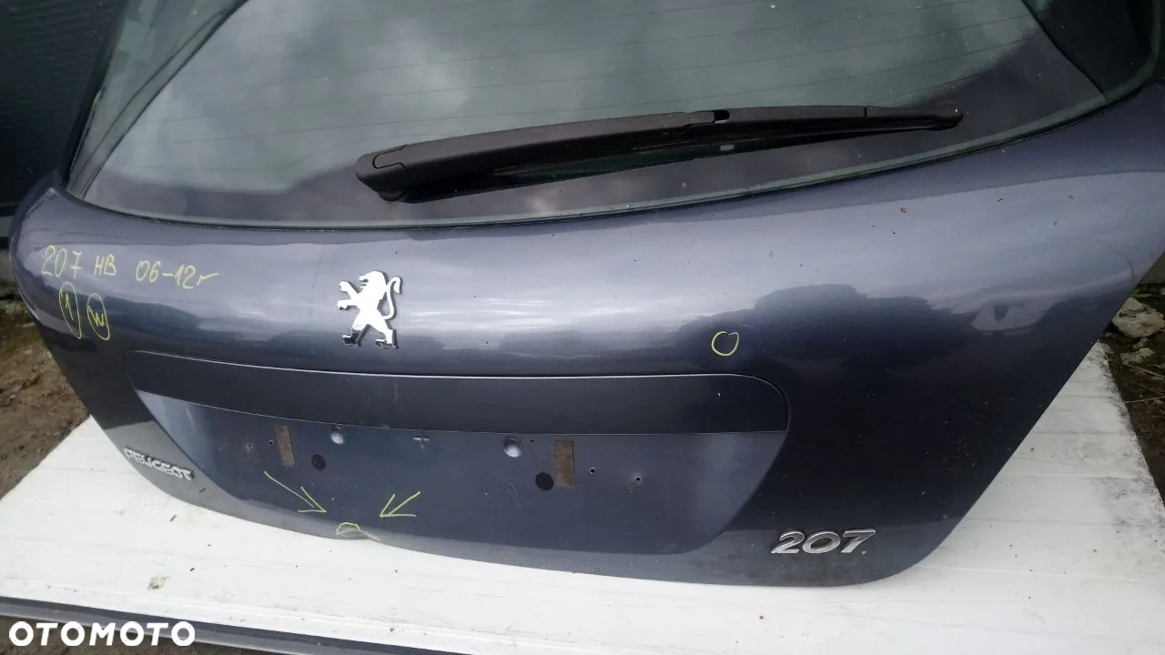 KLAPA SZYBA  PEUGEOT 207 HATCHBACK SZARA, CZARNA HB - 4