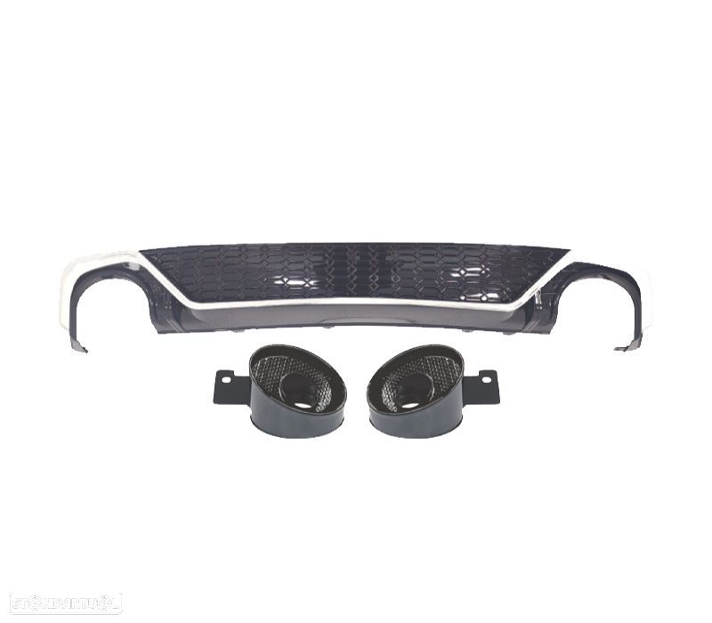 DIFUSOR TRASEIRO AUDI A6 19-24 LOOK RS6 PRETO CROMADO + PONTEIRAS - 2