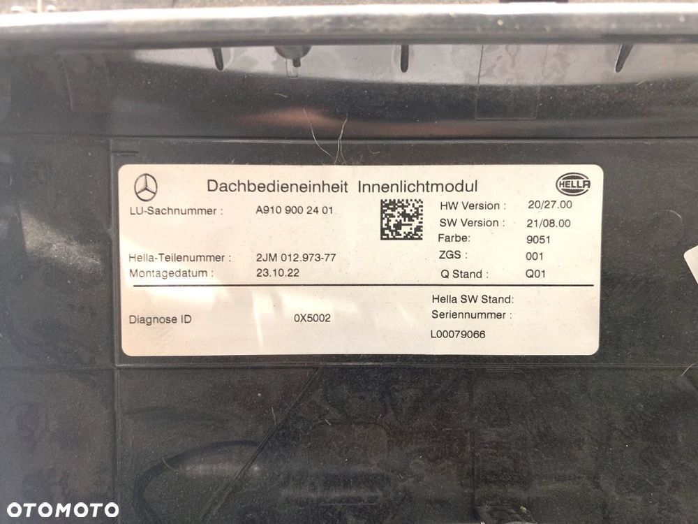 LAMPA SUFITOWA  MERCEDES-BENZ SPRINTER 3,5-t Tourer Bus (B907) 2018 - 2022 317 CDI (907.731, - 7