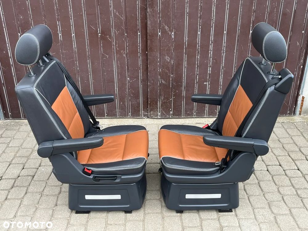 FOTEL OBROTOWY KAPITAŃSKI TYŁ TYLNY DRUGI RZĄD 2 SKÓRA ANTRACYT TEAK VW T5 LIFT T6 CALIFORNIA MULTIVAN PAN AMERICANA - 8