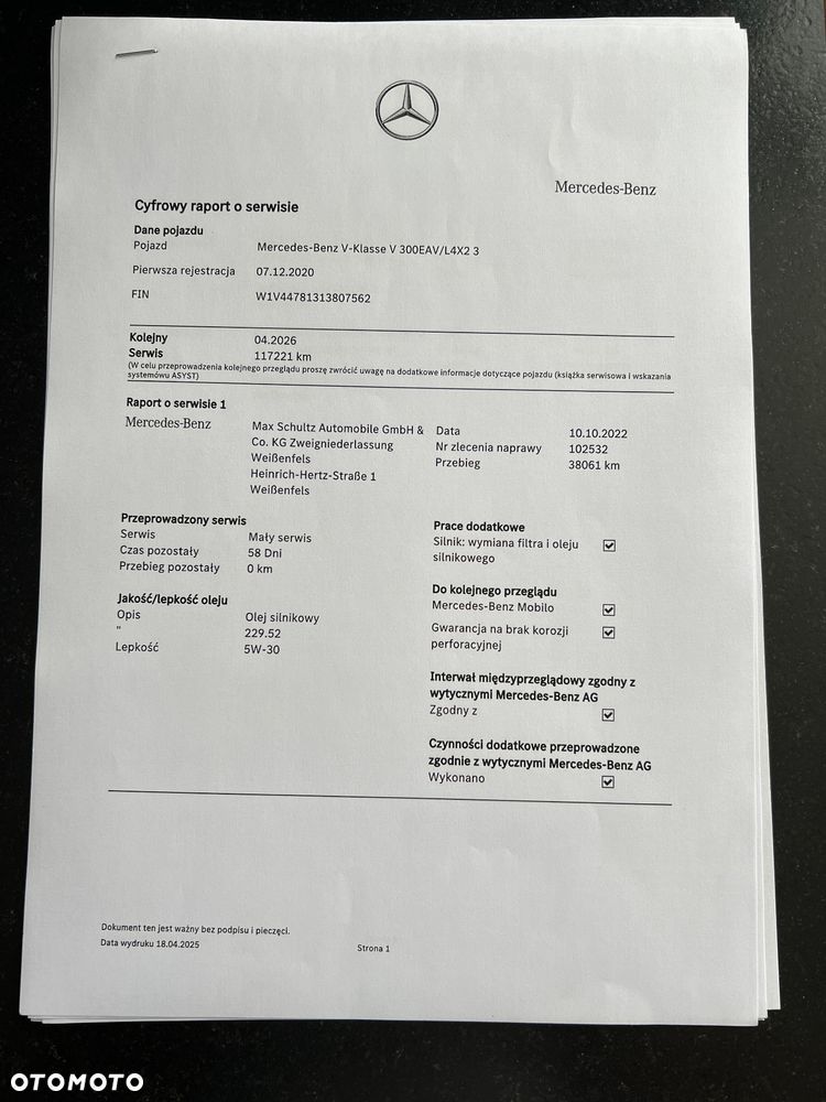 Mercedes-Benz Klasa V 300 d lang 9G-TRONIC Avantgarde Edition 2020 - 36