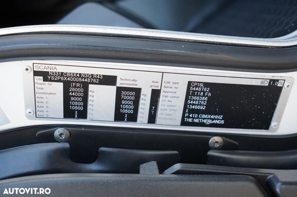 Scania P 410 / 6x4 / BASCULĂ - 6 M + HIAB XS 211 HDS / RADIOCOMANDĂ / EURO 6 / ROTARE / GRABĂ - 31