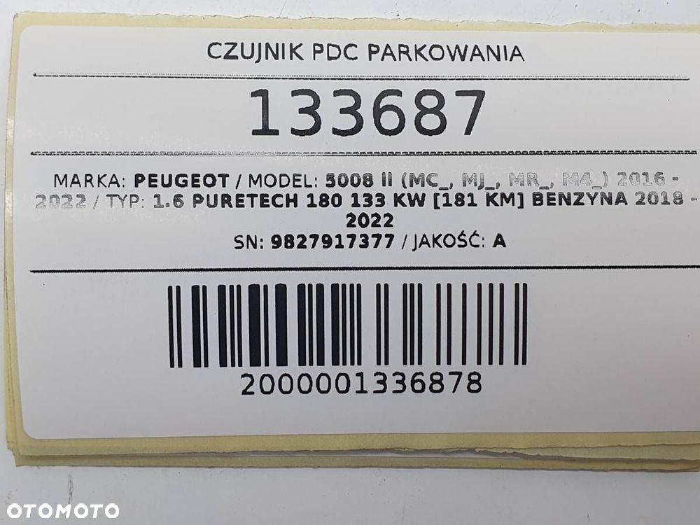 CZUJNIK PDC PARKOWANIA 9827917377 PEUGEOT 5008 II 2019 EU - 4