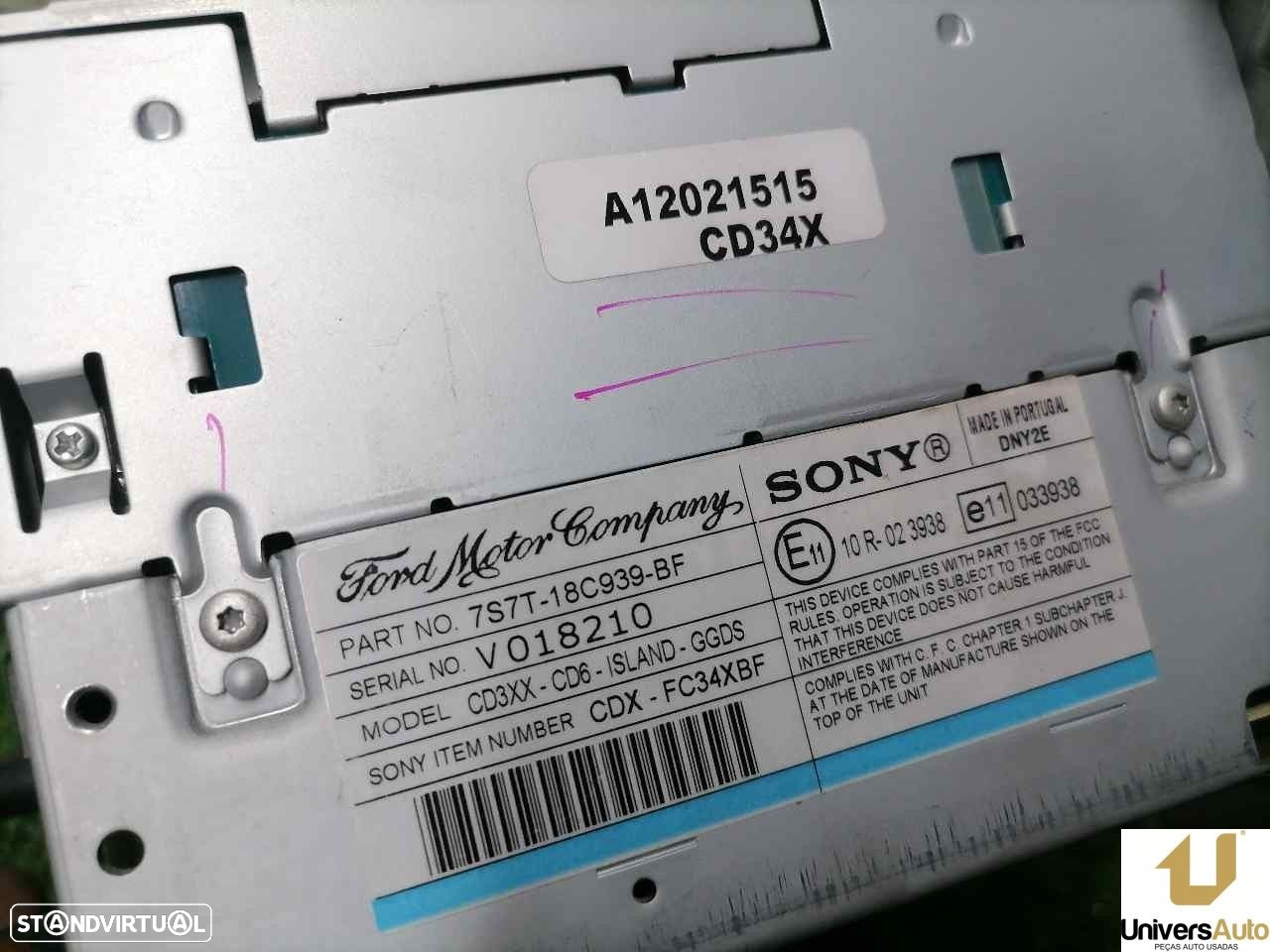 SISTEMA AUDIO / RADIO CD FORD MONDEO IV SEDAN 2008 -7S7T18C939BF - 4