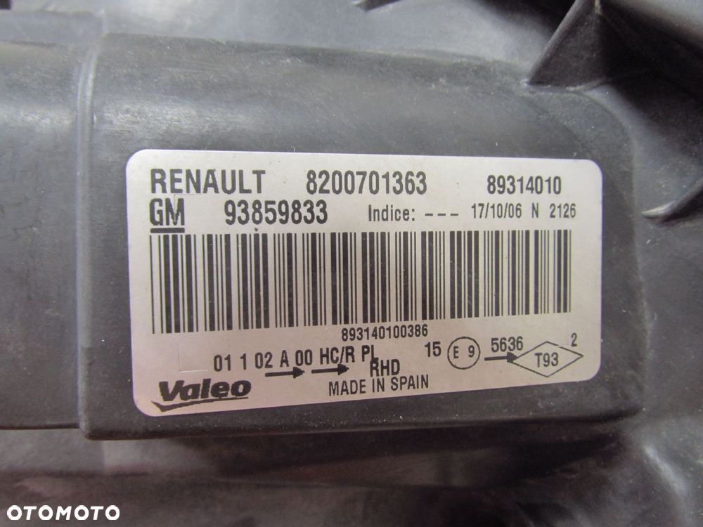 RENAULT TRAFIC II VIVARO 07-14 LAMPA PRZOD LEWA REFLEKTOR 8200701363 93859833 UK - 7