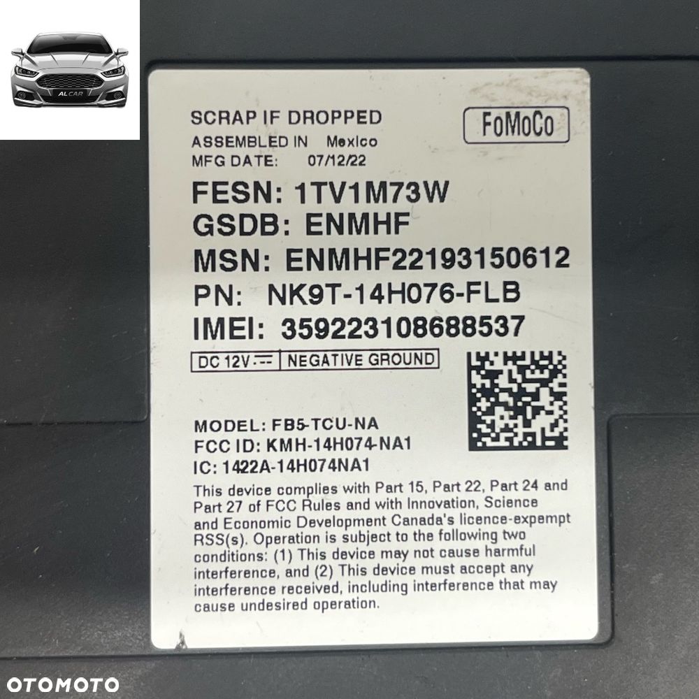 STEROWNIK TCU FORD MUSTANG MACH-E USA NK9T-14H076-FLB - 4
