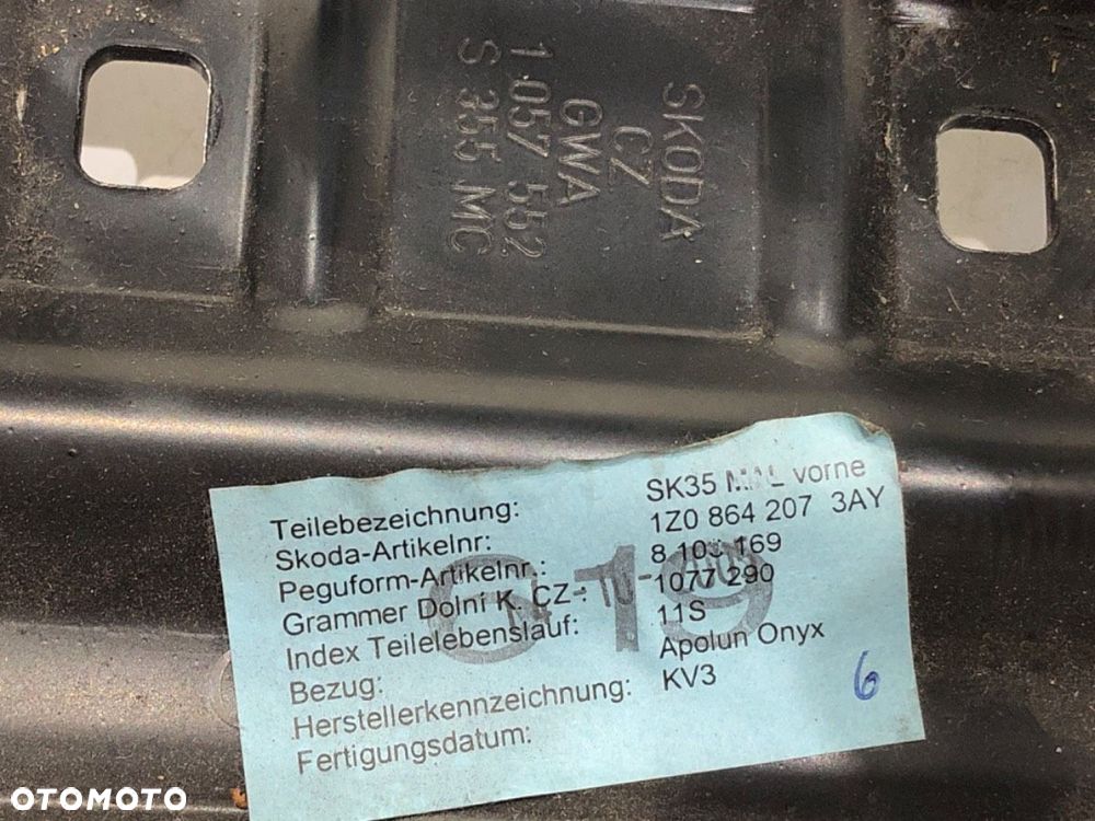 PODŁOKIETNIK  SKODA OCTAVIA II (1Z3) 2004 - 2013 1.9 TDI 77 kW [105 KM] olej napędowy 2004 - 2010 - 6