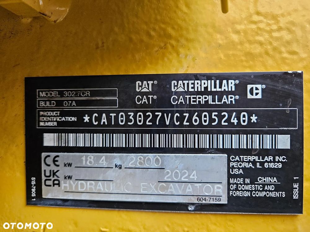 Caterpillar MINIKOPARKA CAT CATERPILLAR 302.7 CR 302 302.7CR 301,303, 2024R. KLIMATYZACJA - 11