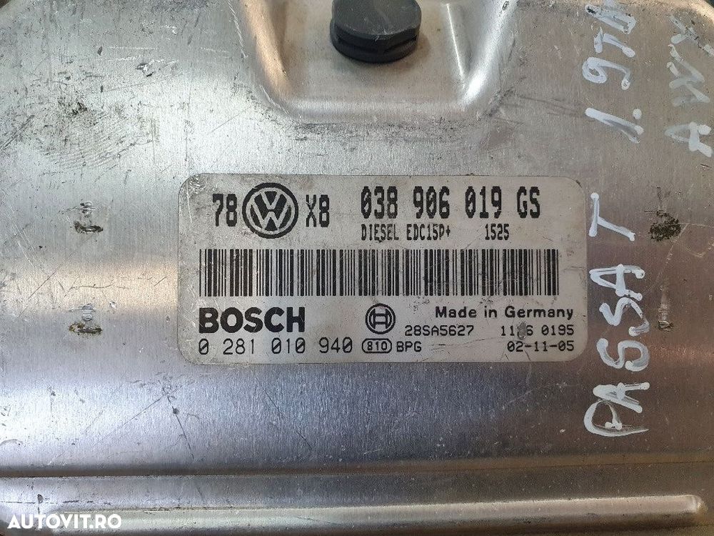 Calculator ECU motor VOLKSWAGEN PASSAT 3B2 1996 - 2001 BOSCH  0281010940  038906019GS - 2