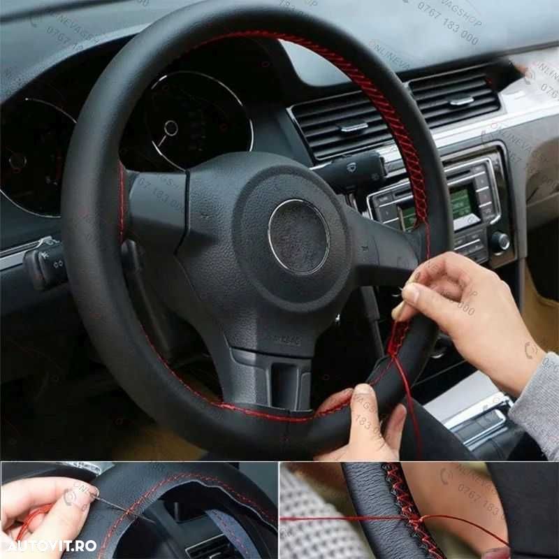 Husa piele pentru imbracat volan auto - 2
