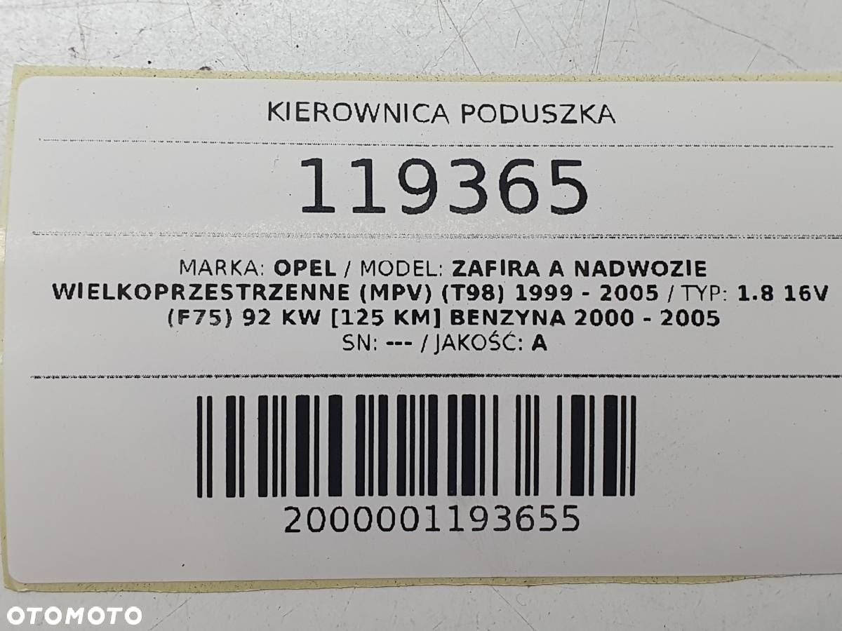 KIEROWNICA MULTIFUNKCYJNA PODUSZKA AIRBAG OPEL ZAFIRA A - 8