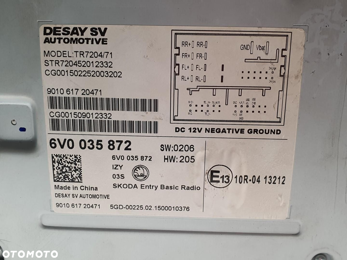 RADIO SKODA FABIA 3 III 6V0035872 - 7