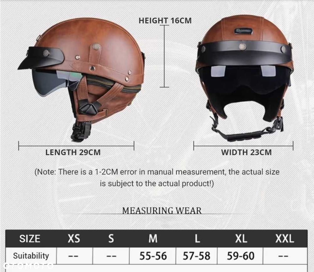 Kask skórzany motocyklowy - 3