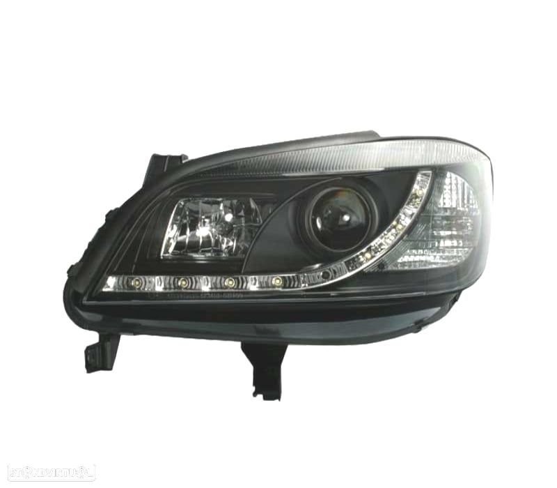 FARÓIS FRONTAIS LUZ DIURNA LED PARA OPEL ZAFIRA 99-05 PRETO - 2