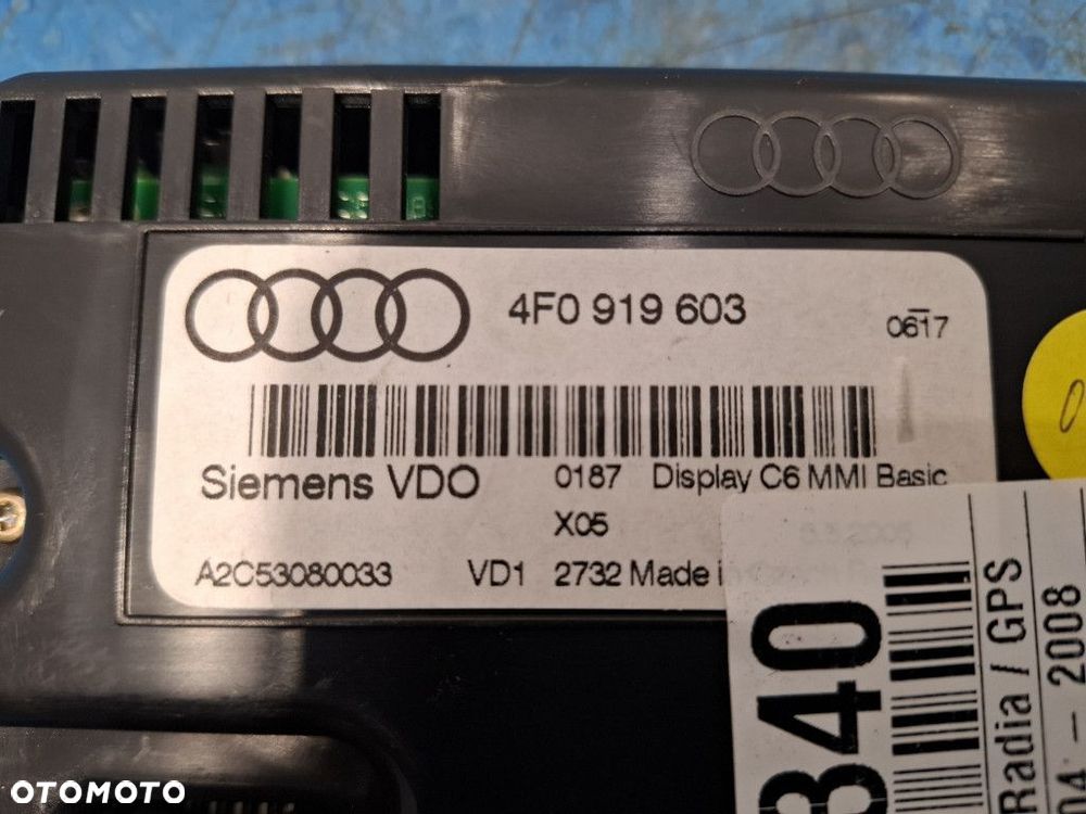 AUDI A6 C6 WYŚWIETLACZ MMI 4F0919603 - 2