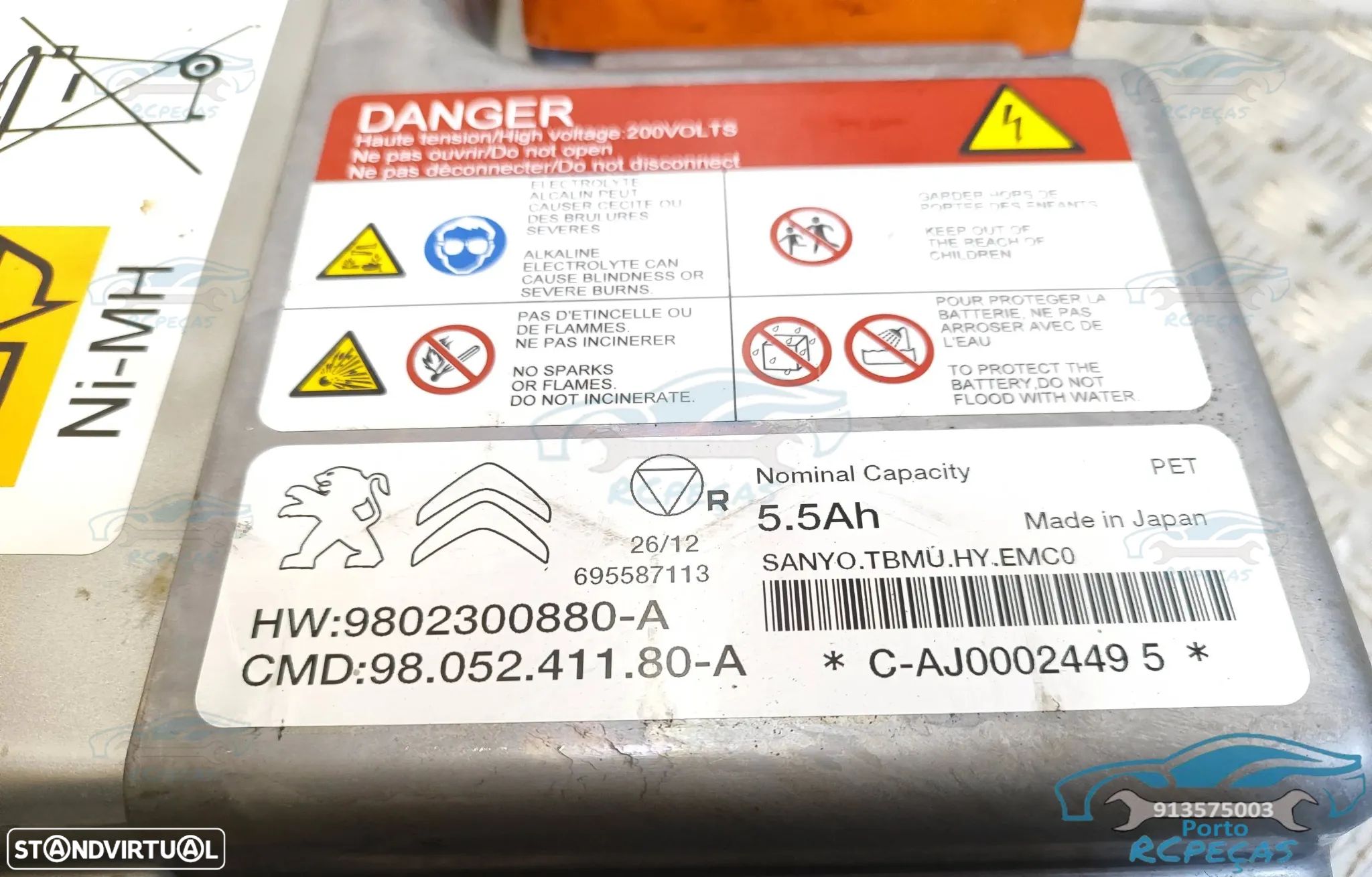 Bateria Citroen DS5 - 2.0 HDi 200cv Hybrid4 - Sistema eletrico | Hibrido | 200 cv | 9802300880 | 98.024.187.80 | 9802418780 | 508 | 3008 | Peugeot - 1