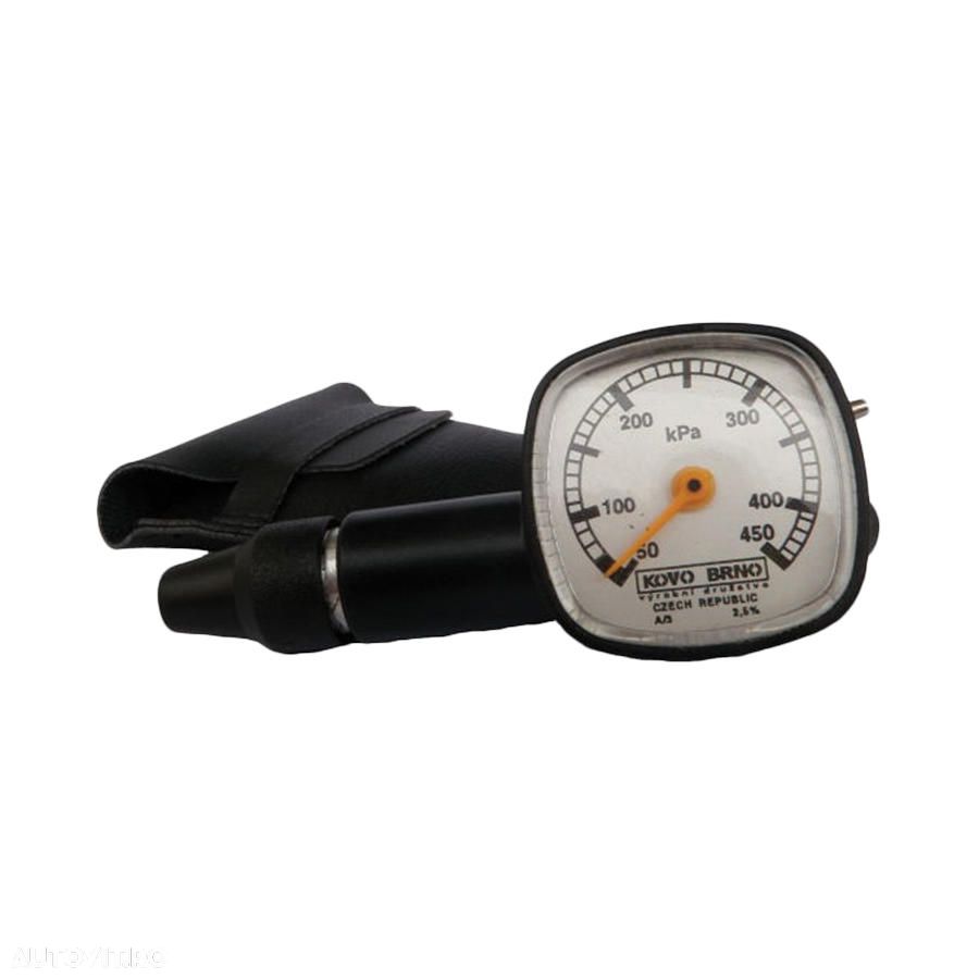 Manometru presiune aer Automax, 450 kPa, carcasa plastic, suport piele, - 1
