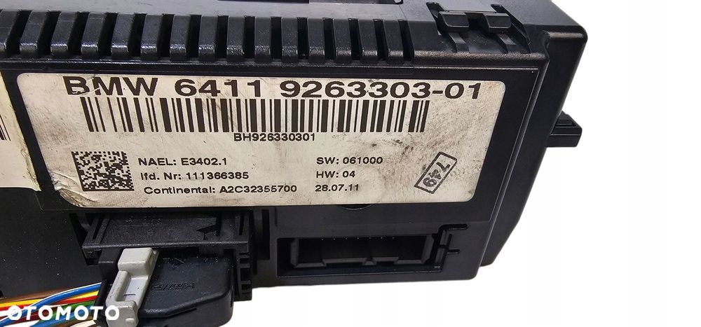 Bmw E81 E82 E87 E88 E90 E84 Panel Sterowania Nawiewu Klimatyzacji 9263303 - 9