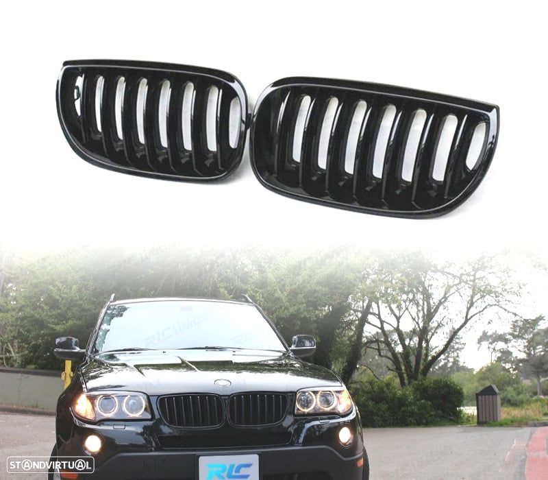 GRELHAS FRONTAIS BMW X3 E83 03-06 PRETO BRILHANTE - 1