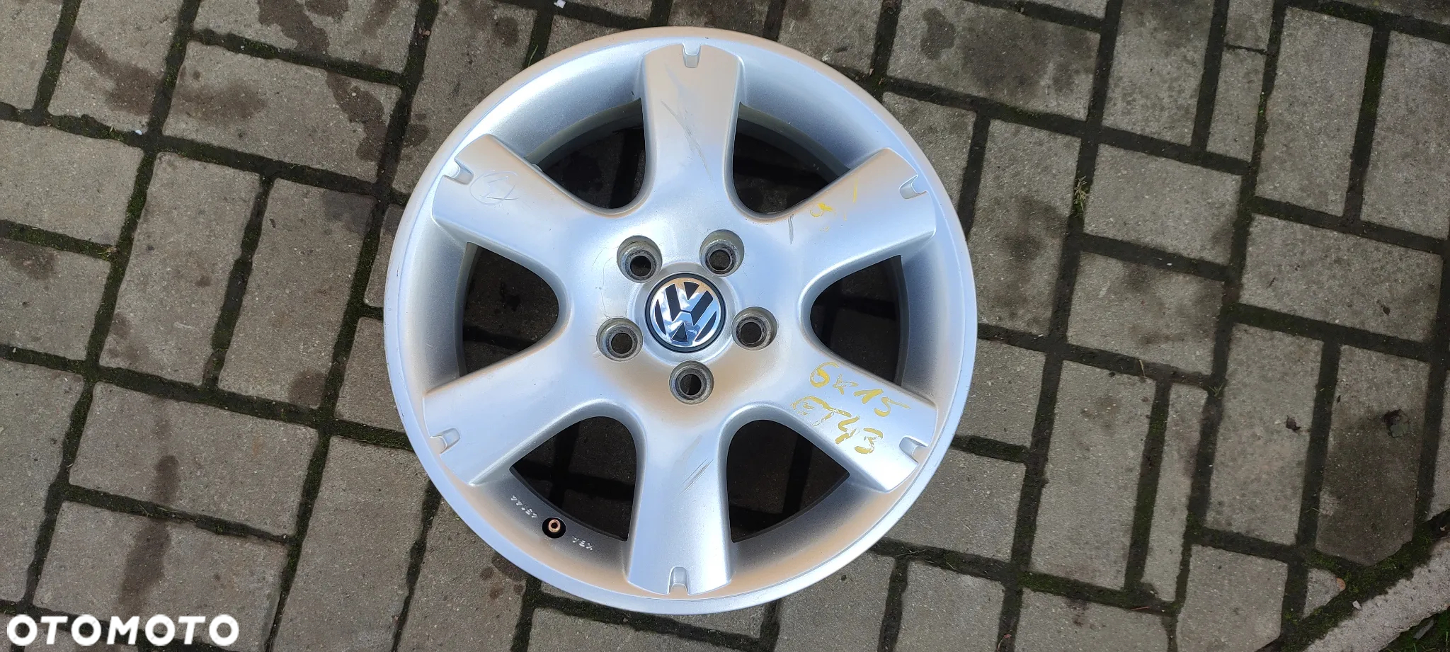 FELGI ALUMINIOWE 5x100 6Jx15 CALI ET 43 6Q0601025N VW POLO IBIZA FABIA GOLF KOMPLET - 5