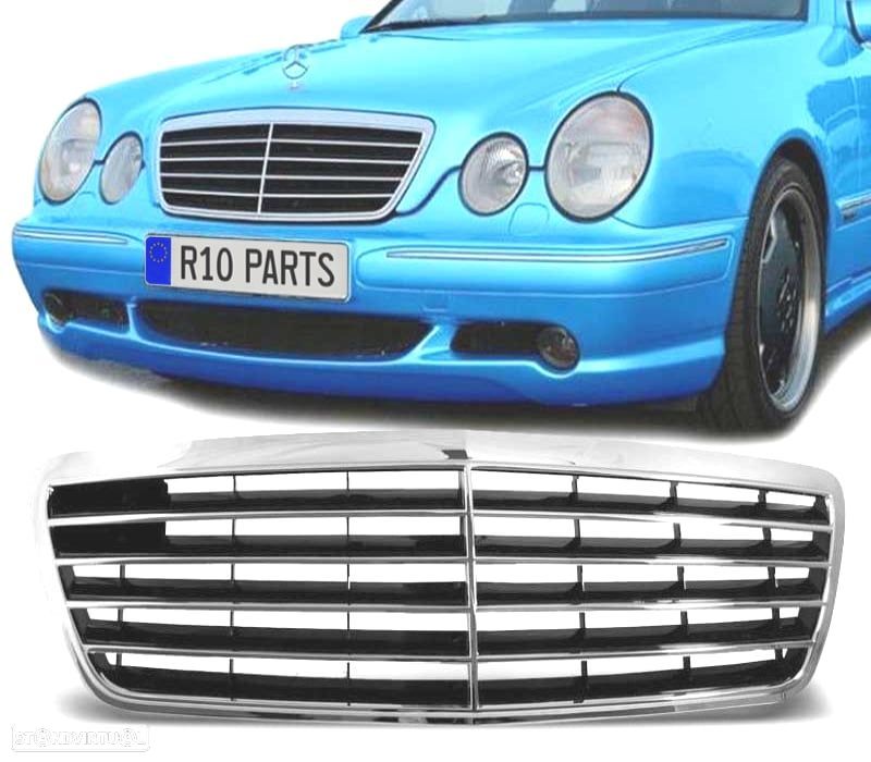 GRELHA FRONTAL MERCEDES E W210 00-02 CROMADA - 1