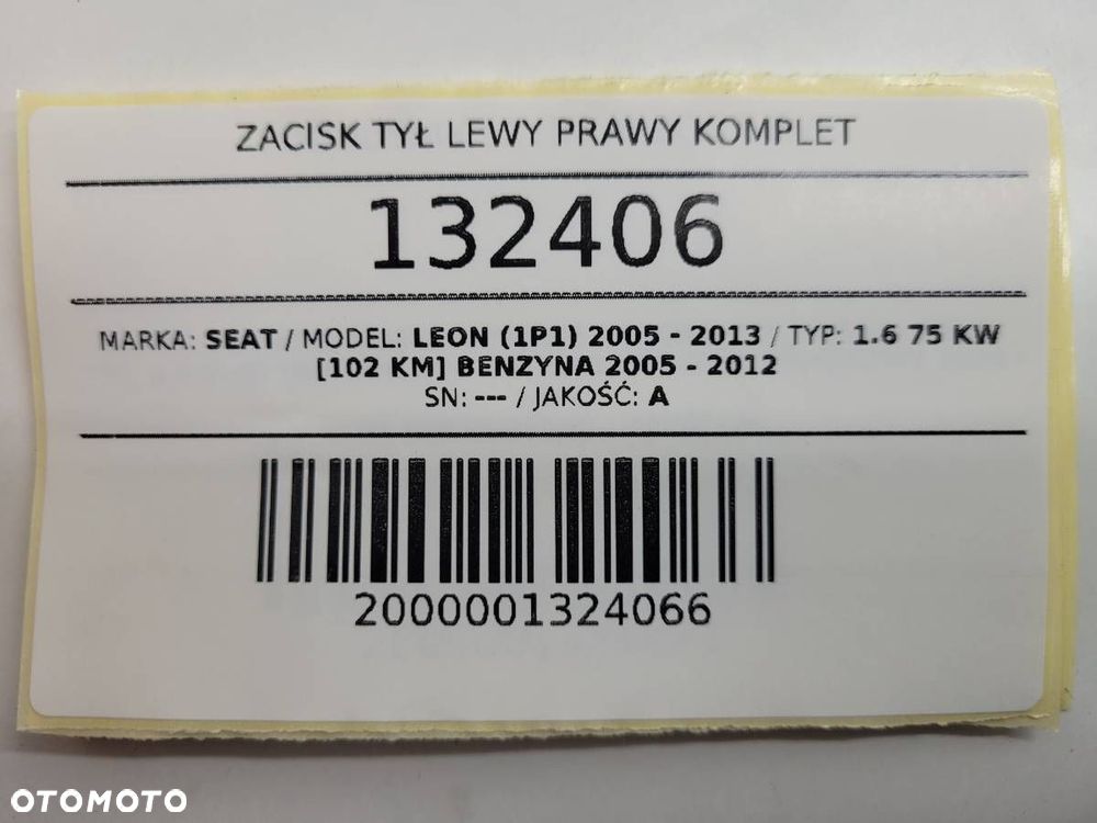 ZACISK HAMULCOWY TYŁ TYLNY LEWY PRAWY KOMPLET SEAT LEON II 1.6 B - 7