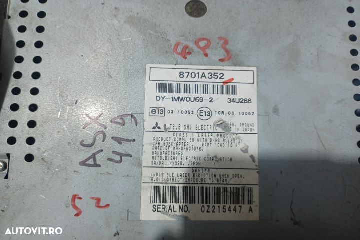 Radio cd 8701A352 10R-0310052 Mitsubishi ASX 1 [2010 - 2012] Crossove - 2