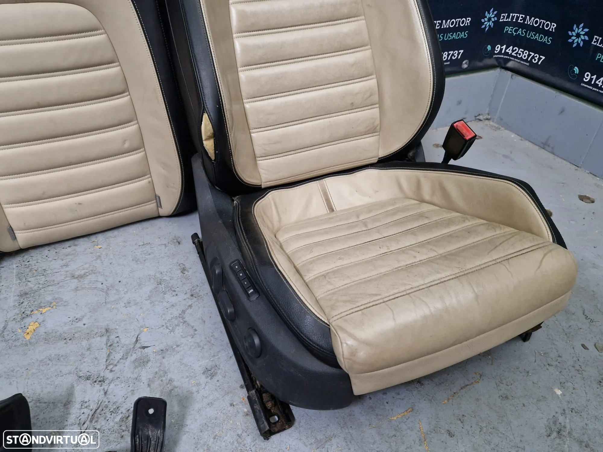 Jogo de bancos usados VW PASSAT CC Highline pele beje preto - 9