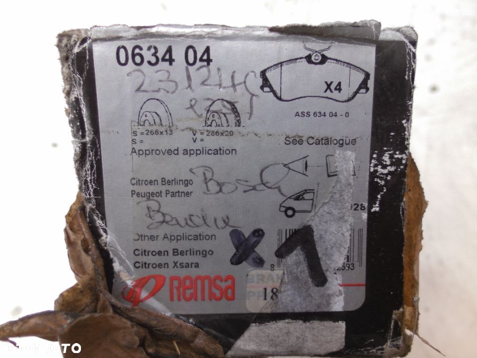 Klocki hamulcowe - komplet REMSA 0634.04 PRZÓD CITROEN Berlingo PEUGEOT Partner 063404 - 3